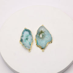 Natural stone geode connector for energy bracelets