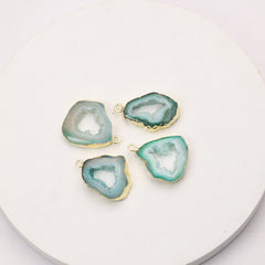 Metal-trimmed geode connector for chic accessories
