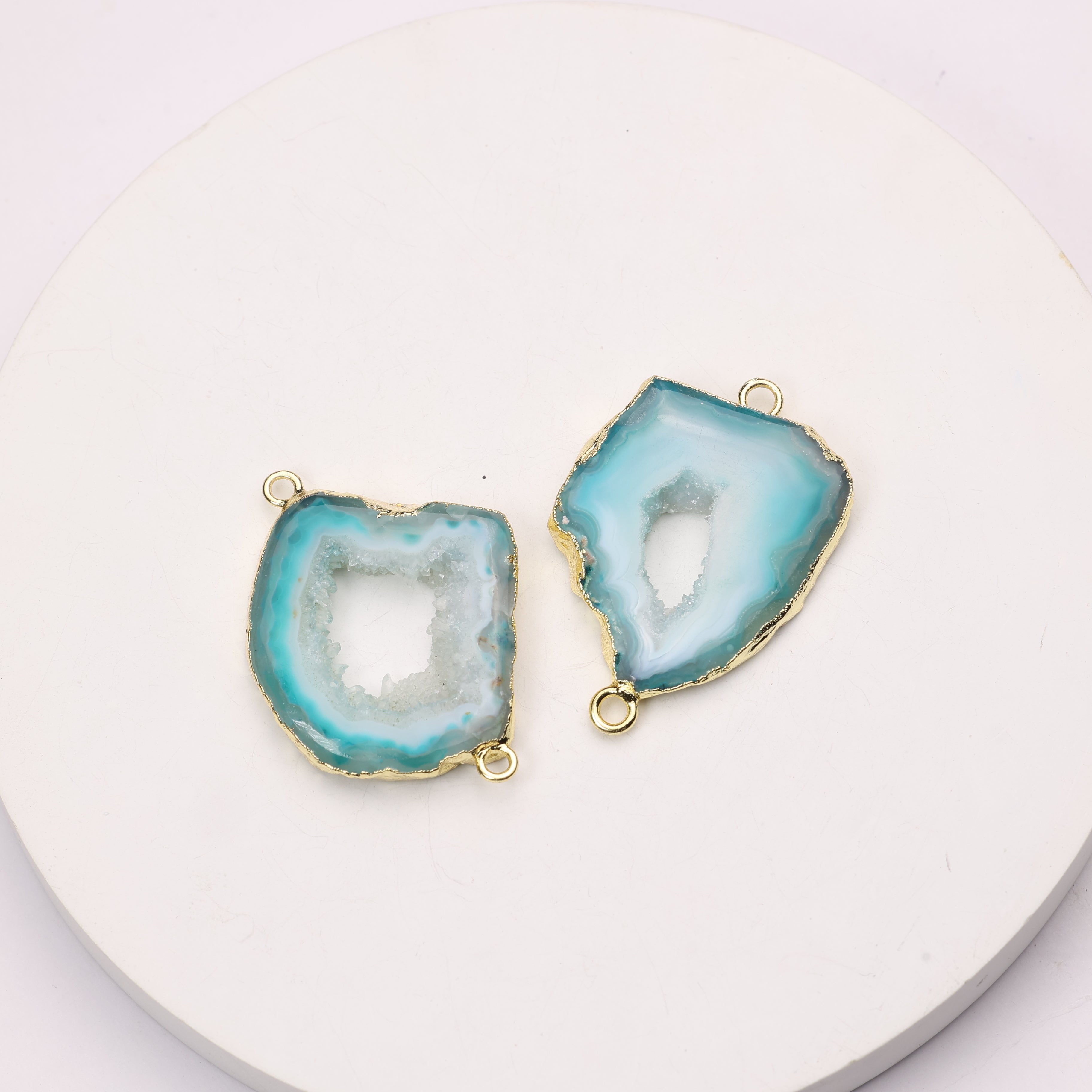 Sparkly druzy geode connector for glam accessories