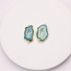 Gold-plated geode connector for DIY jewelry