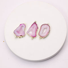 Thin geode slice connector for minimalist necklaces