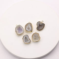 Druzy agate gemstone connector for necklaces