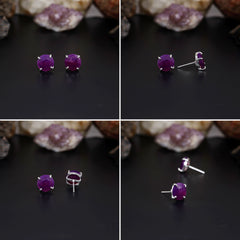 Elegant Rose Quartz stud earrings featuring round rose-cut gemstones in a bezel setting. AAA quality, minimalist design perfect for women. My Store