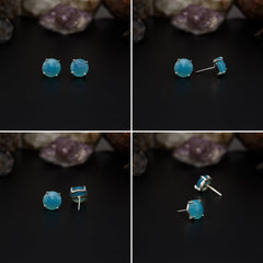 Elegant Rose Quartz stud earrings featuring round rose-cut gemstones in a bezel setting. AAA quality, minimalist design perfect for women. My Store
