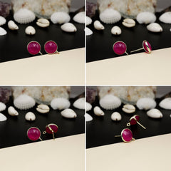 12mm Round Rose-Cut Gemstone Stud Earrings – Bezel Setting | AAA Quality My Store