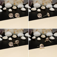 12mm Round Rose-Cut Gemstone Stud Earrings – Bezel Setting | AAA Quality My Store