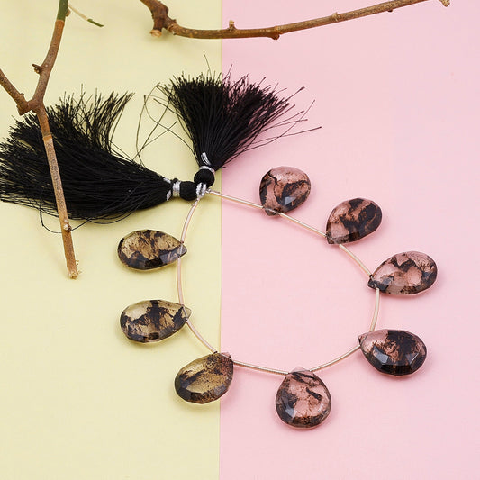 Faceted Black Rutilated Quartz Teardrop Beads Strand with Black Tassel – Gemstone Drops for Jewelry Making My Store