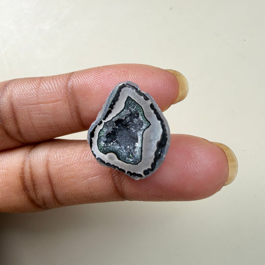 Natural Black Druzy Geode 20–25mm | Agate Geode Slice for Ring & Jewelry Making Meena Design