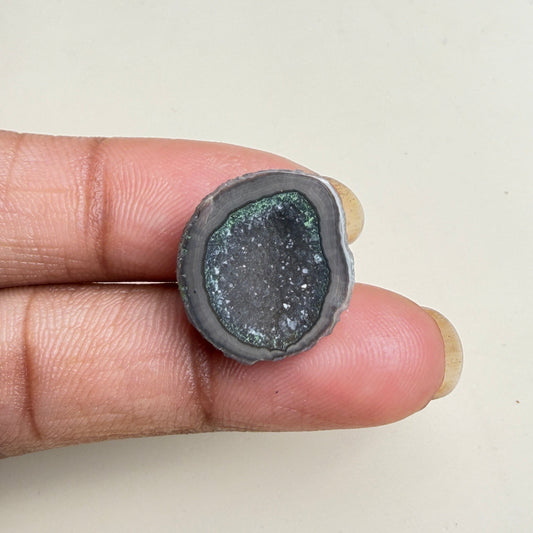 Black Agate Geode Slice with Druzy 20–25mm | Wholesale Gemstone Lot Meena Design