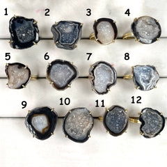 Rings by Selection Anokha Brass Gold Plated 15 - 25 MM Black My Store