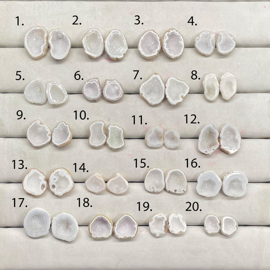 Geode Druzy Pairs by Selection 15 - 20 MM White My Store