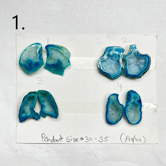 Geode ( Pairs ) Pendant stone by Selection 35 - 45 mm Aqua My Store