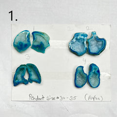 Geode ( Pairs ) Pendant stone by Selection 35 - 45 mm Aqua My Store