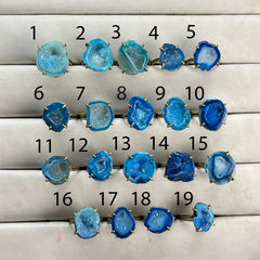 Rings by Selection Anokha Brass Gold Plated 10 - 20 MM Aqua My Store