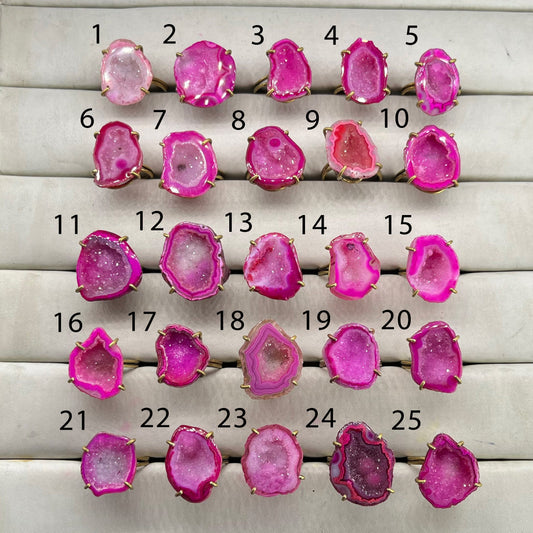 Rings by Selection Anokha Brass Gold Plated 20 - 25 MM Pink My Store