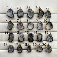 Geode Bezel Pendant stone by Selection 30 - 40 mm Black My Store