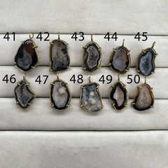Geode Bezel Pendant stone by Selection 30 - 40 mm Black My Store
