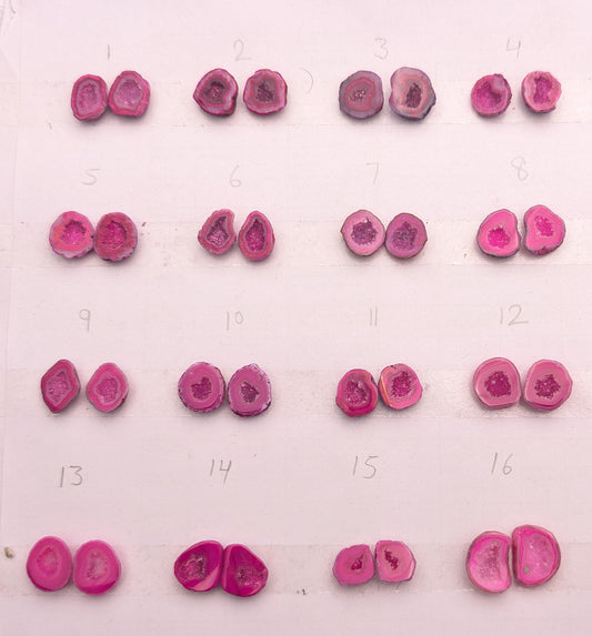 Pink Geode Pair Earrings | Natural 10-15 mm Stones | Unique Handpicked Matching Geodes for My Store