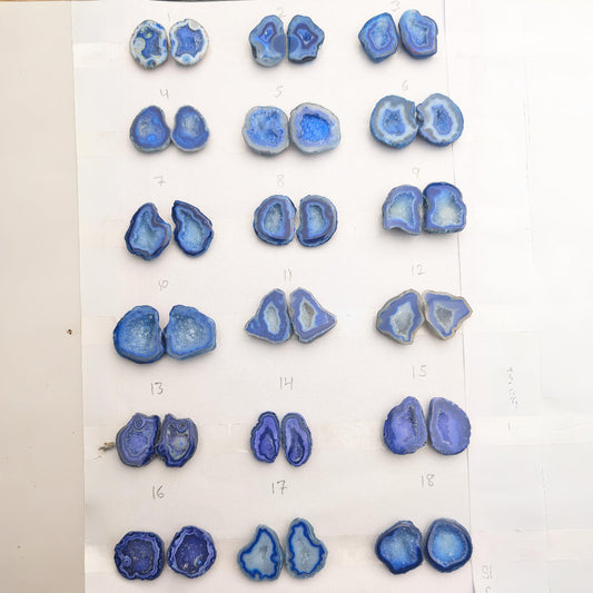 Blue Geode Pair Earrings | Natural 20-25 mm Stones | Unique Handpicked Matching Geodes for Earring My Store