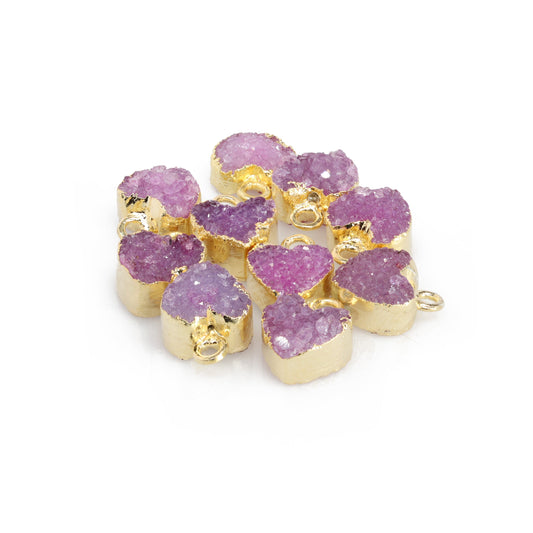 Heart Druzy Natural Gemstone, jewelry making supply, Single Bail, Dainty Minimalist My Store