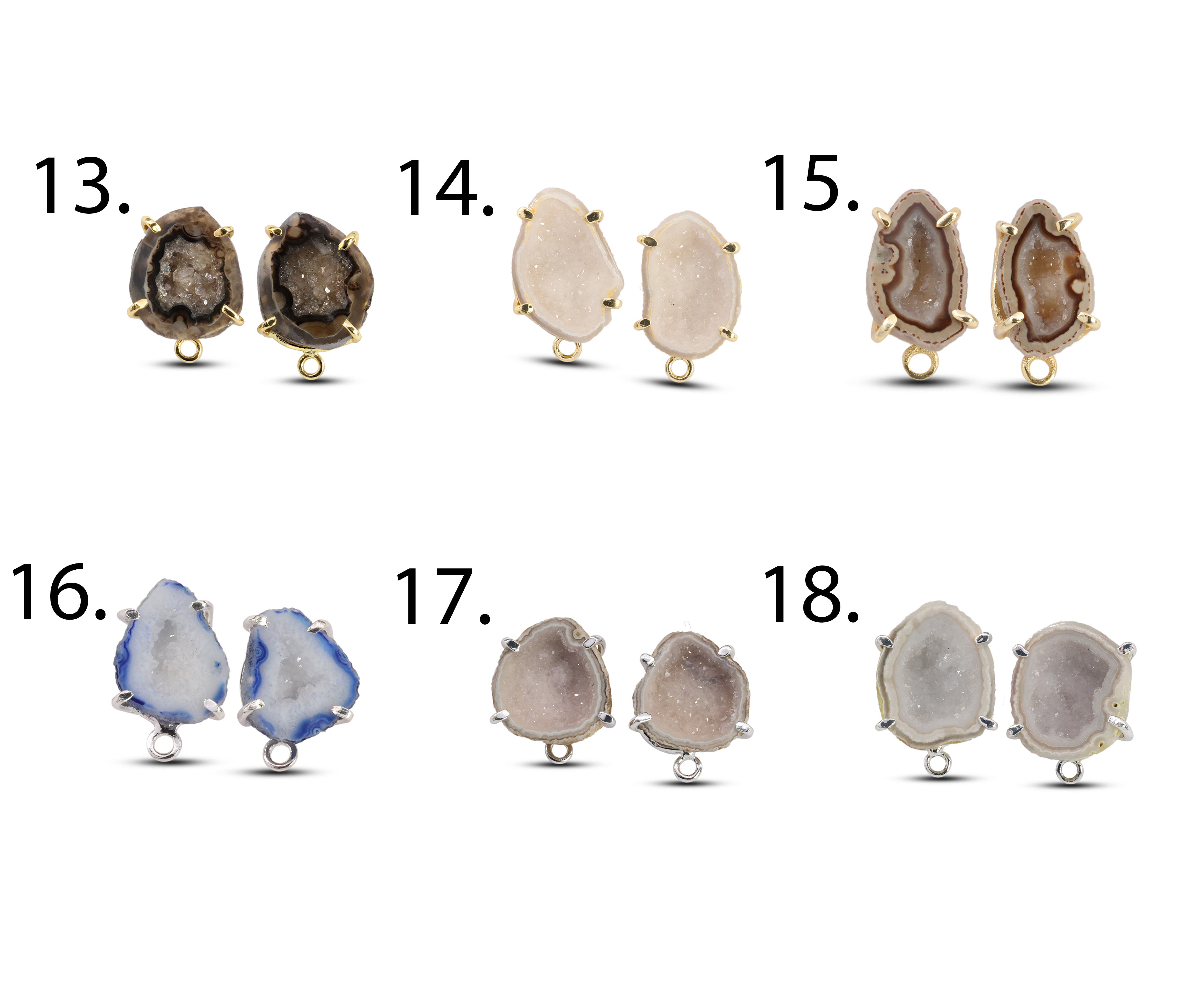 Geode Druzy Ear post DIY Earrings Meena Design
