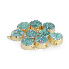 Natural Druzy Quartz Round Gold Edged Titanium AB Coated, 10 MM My Store