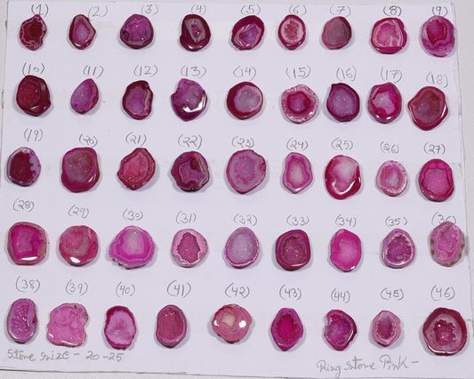 Geode Rings stone by Selection 20 - 25 mm Pink For Rings Making My Store