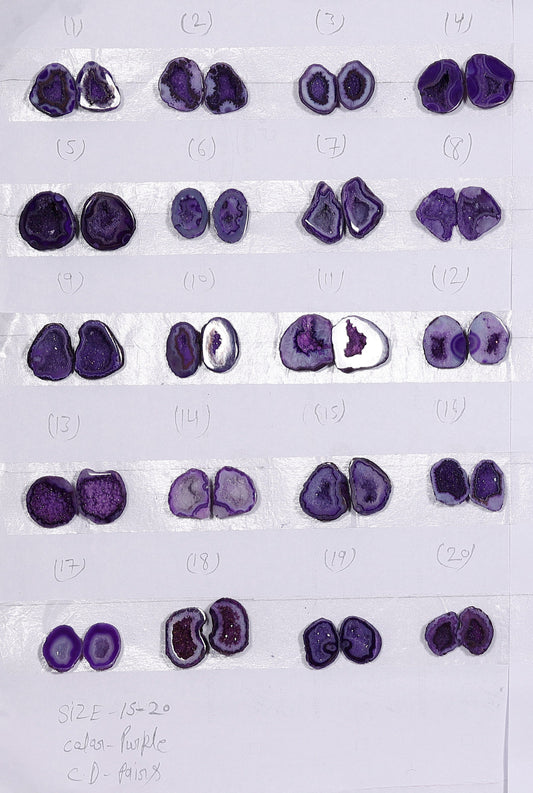 Geode Pairs ( Earring ) by Selection 15 - 20 mm Purple Color My Store