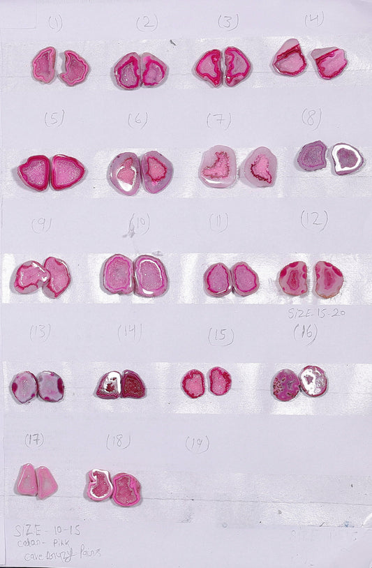 Geode Pairs ( Earring ) by Selection 10 - 15 mm Pink Color My Store