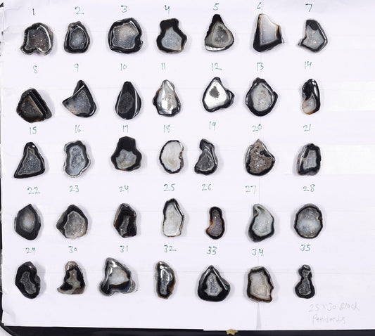Geode Stones ( Pendant ) by Selection 25 - 30 mm Black For Making Pendant Jewelry My Store