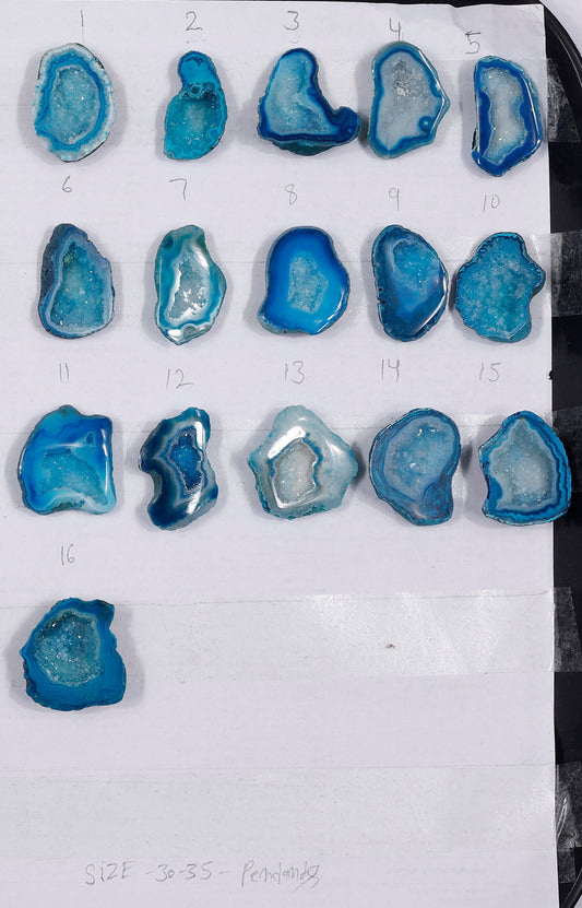 Geode Stones ( Pendant ) by Selection 30-35 mm Aqua Color For Making Jewelry My Store
