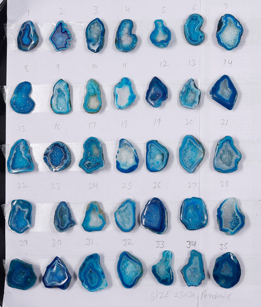 Geode Stones ( Pendant ) by Selection 25 - 30 mm Aqua Color For Making Jewelry My Store