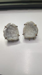 Geode Ear post, DIY Earrings, Gemstone, Handmade Earrings, Druzy, Minimalistic - 3 Bails My Store