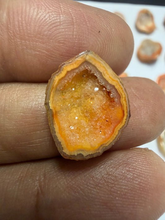 Orange Agate Druzy Geode Slices – Perfect for Ring Making Meena Design