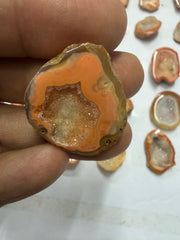Orange Agate Druzy Geode Slices – Perfect for Ring Making