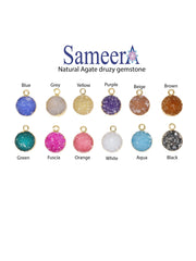 10 MM Natural Druzy GemStone Round Edged, Supplies for Making Jewelry - Meena Design