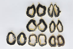 25 - 40 Agate geode slice pairs edged in gold double edged - Meena Design