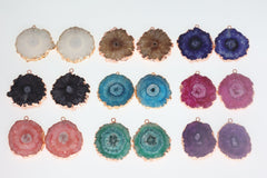 30 mm + Large Gemstone Pairs Rose Gold Edged Natural Solar Quartz ***You receieve Exact Pair as in the Photo" - Meena Design