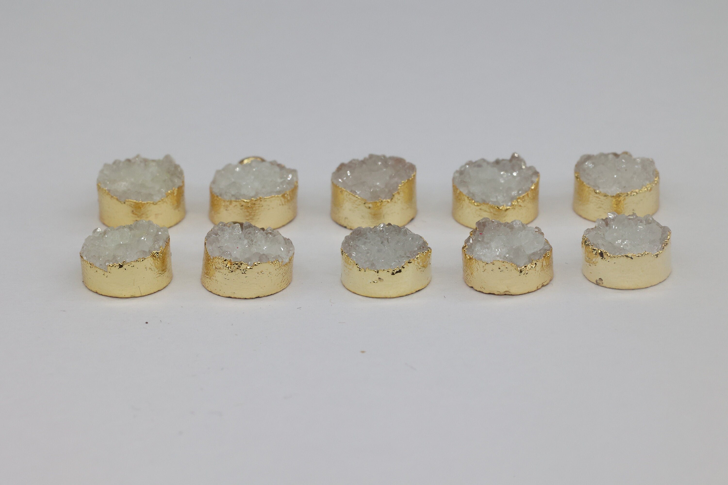 8 MM Natural Quartz Druzy Gem Stone Circle Edged - Meena Design