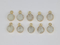 8 MM Natural Quartz Druzy Gem Stone Circle Edged - Meena Design