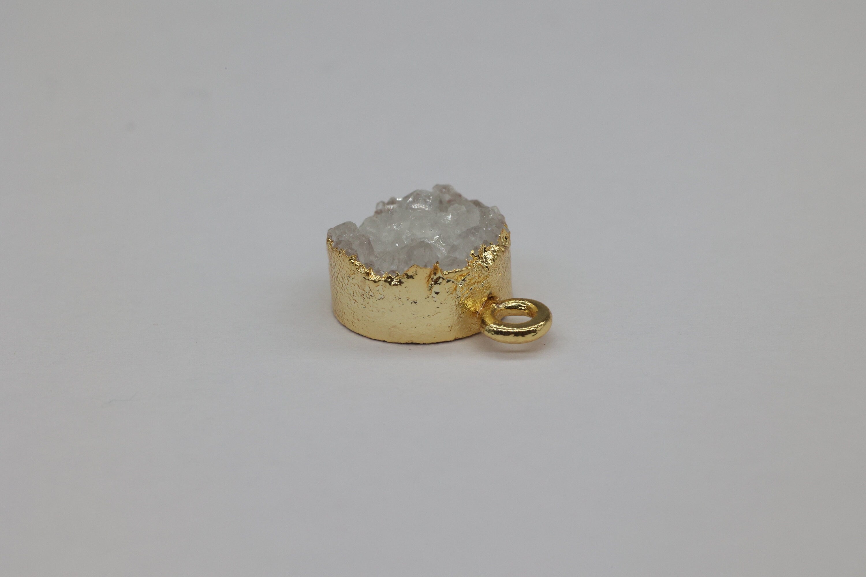 8 MM Natural Quartz Druzy Gem Stone Circle Edged - Meena Design
