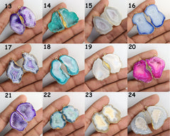 Agate Druzy Geode Pair Gold, Geode Druzy Pairs For Earrings ***You can Order Exact Pairs as in Photos*** - Meena Design