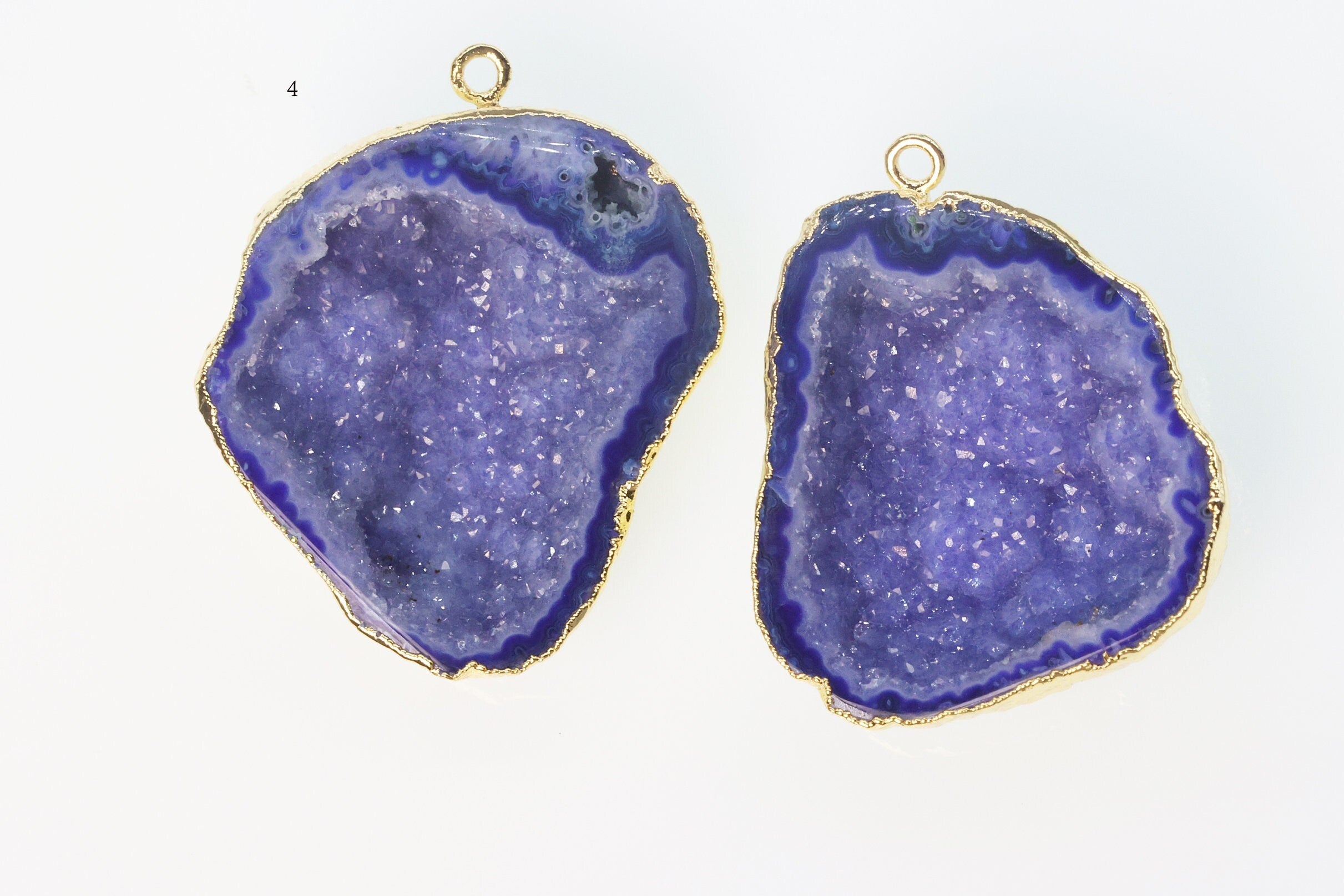 Blue Agate cave druzy or tobasco druzy geode Pairs For Earrings ***You can Order Exact Pairs as in Photos*** - Meena Design