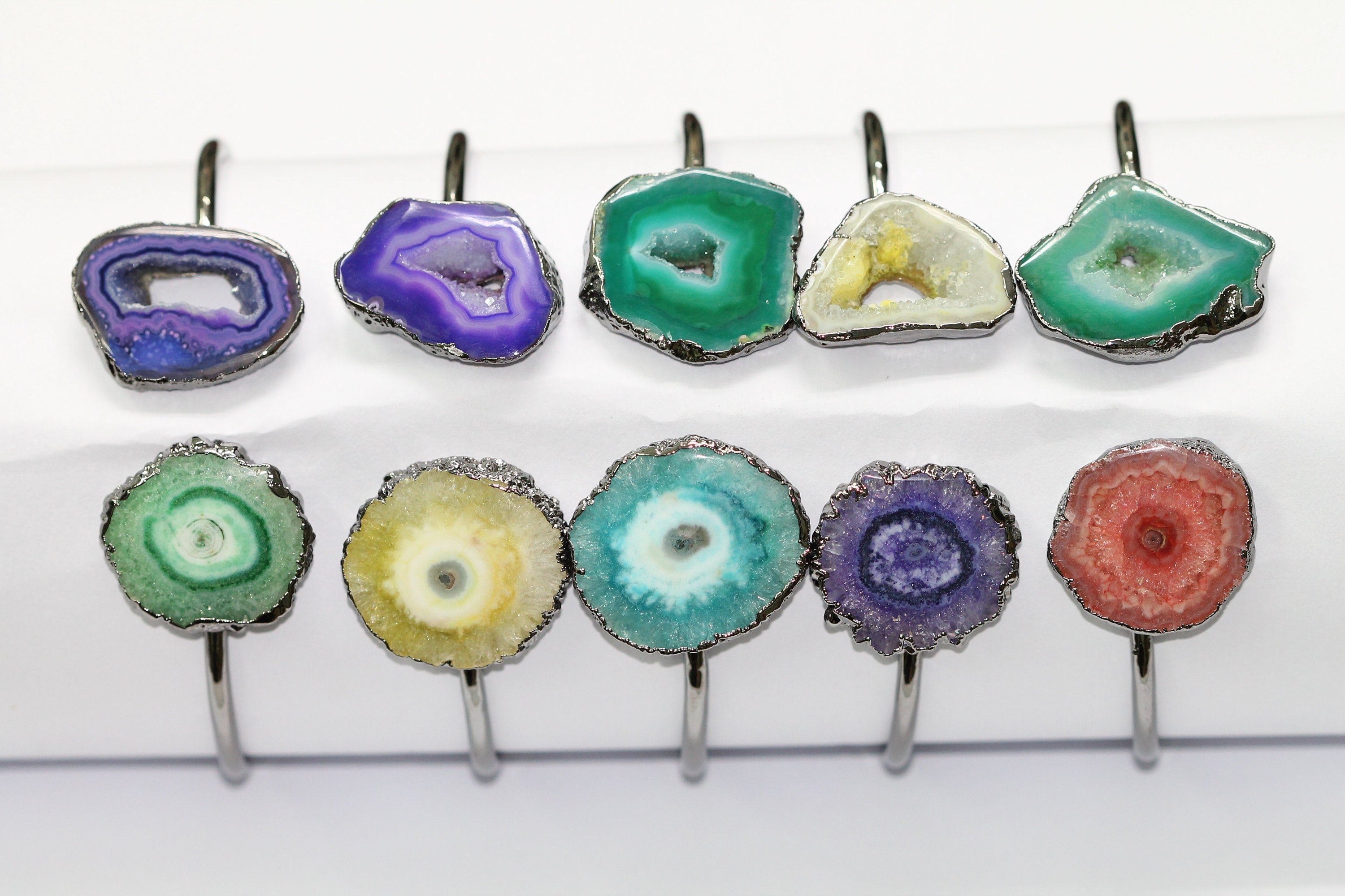 Bracelet Solar Quartz Agate Geode Druzy Edged Bracelet - Meena Design