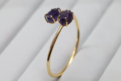 Bracelets Amethyst Raw natural gemstone gold plated - Meena Design