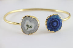Bracelets Natural Gemstones Solar Quartz, Gemstone Bracelet, Druzy Bracelet, Gold Bracelet, Stackable, Adjustable - Meena Design