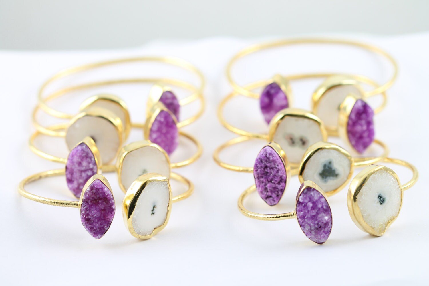 Bracelets Natural Solar Quartz And Druzy - Meena Design