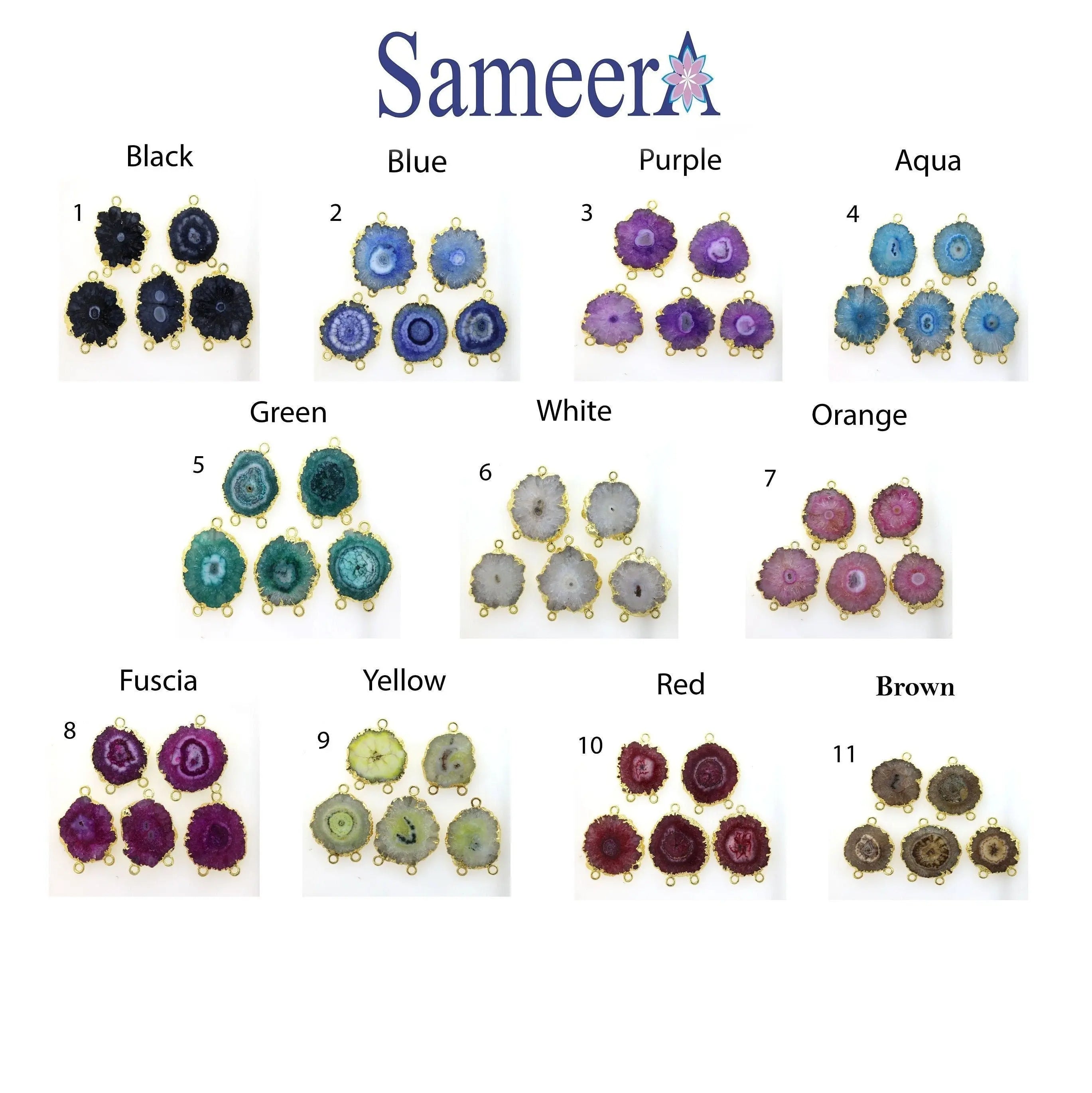 Connector Natural Solar * Gold Charms Solar Quartz * Silver SolarQuartz * stalactite * Rose Gold Quartz * Natural Gemstones * Slice * Quartz - Meena Design