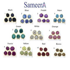 Connector Natural Solar * Gold Charms Solar Quartz * Silver SolarQuartz * stalactite * Rose Gold Quartz * Natural Gemstones * Slice * Quartz - Meena Design