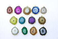 Connector Natural Solar Quartz, Gold Charms, Silver Pendants, Stalactite Gemstones, White Cloud, 20-25MM, - Meena Design